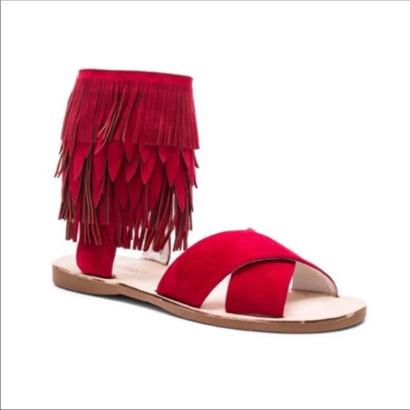 Jeffery Campbell Nerida Fringe Sandals - RED - Picture 4 of 8